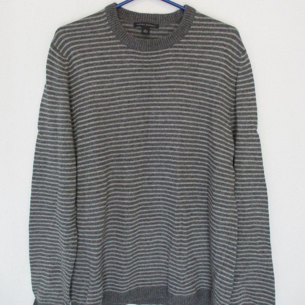 Banana Republic Gray Striped Crewneck Sweater